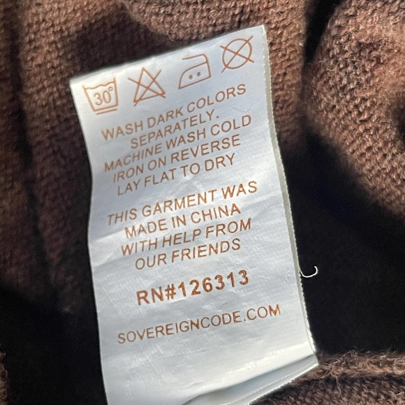 Sovereign Code Sweater Mens‎ Medium Brown Faux Layer Long Sleeve - Picture 5 of 9